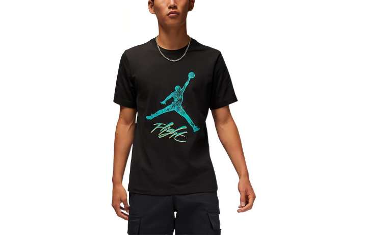 Jordan Jordan T Shirts Men's Black Crew Neck Moderate Straight Fit