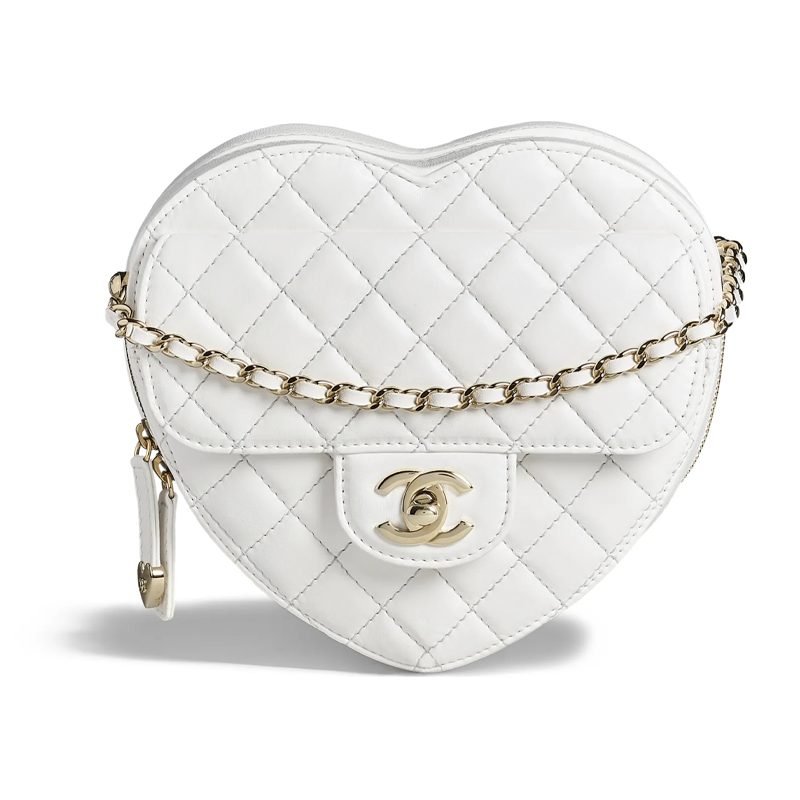 CHANEL Sheepskin Material Gold Metal Crossbody Bags Women's White
