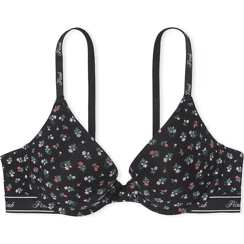 Victoria's Secret PINK Girlish Bra Women's Pure Black Floral Print