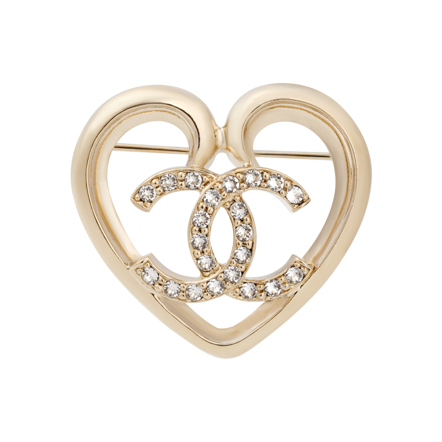 CHANEL CHANEL Pre Owned Heart shaped Logo Brooch