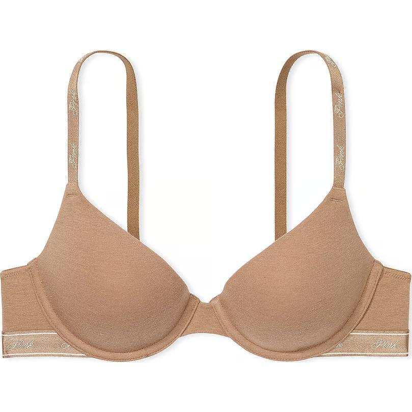 Victoria's Secret PINK Wear Everywhere Lightly Lined T Shirt Bra/Cocoa Latte Bra Women's Cocoa Latte