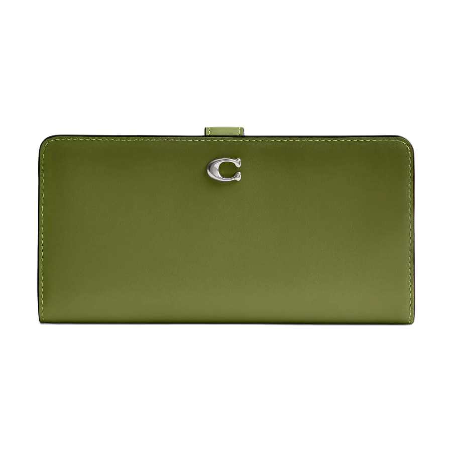 COACH Skinny Wallet Calfskin Wallet Women's Dark Lime
