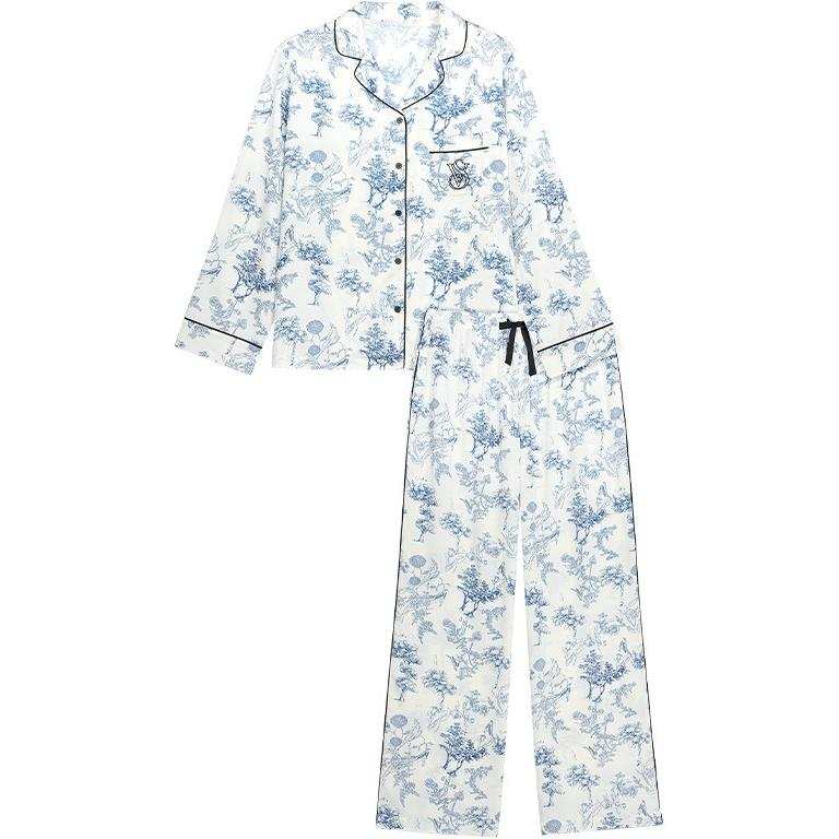Victoria's Secret Pajama Set Refined Print Silky Skin Friendly Women's Elegant Blue