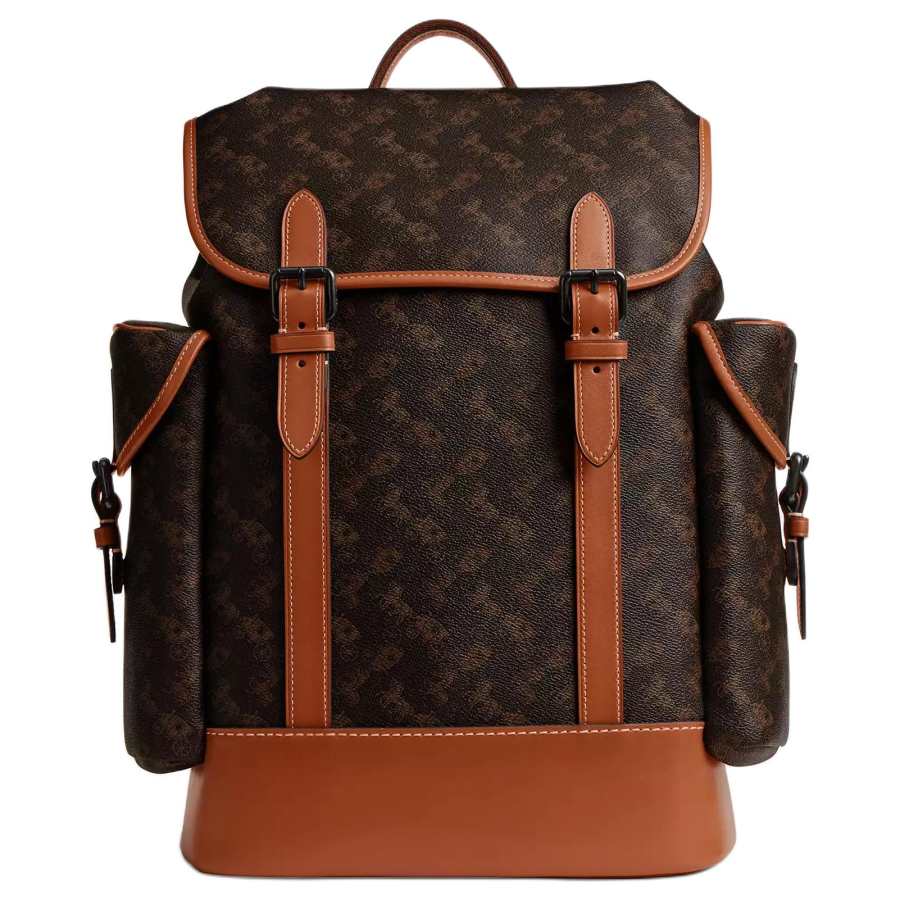 COACH Hitch Coated Canvas With Refined Calfskin Backpack Large Men's Truffle Brown