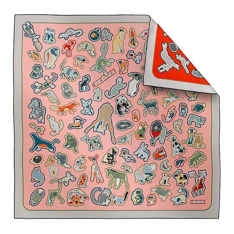 HERMES HERMES Caracteristick Double Silk Scarves Unisex Multicolor