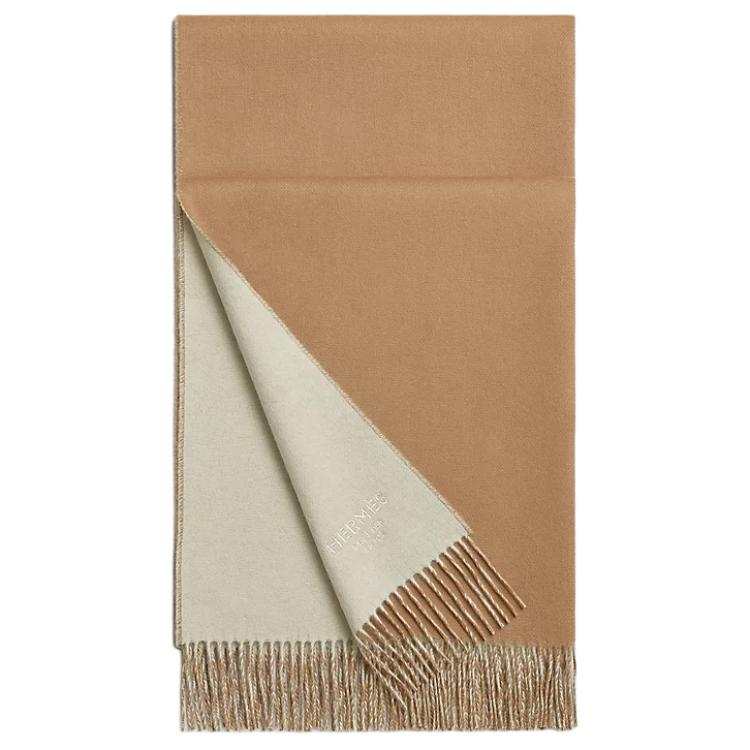 HERMES HERMES Cashmere Shawls Women's Camel