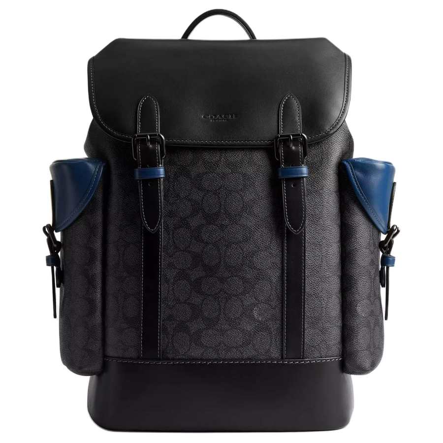 COACH COACH Hitch Coated Canvas With Refined Calfskin Backpack Large Men's Black