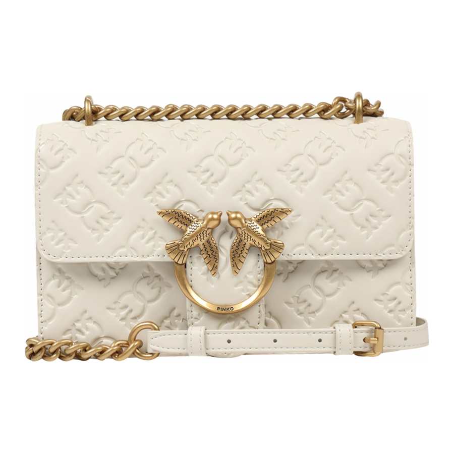 PINKO Cow Leather Crossbody Bags Small Women's White