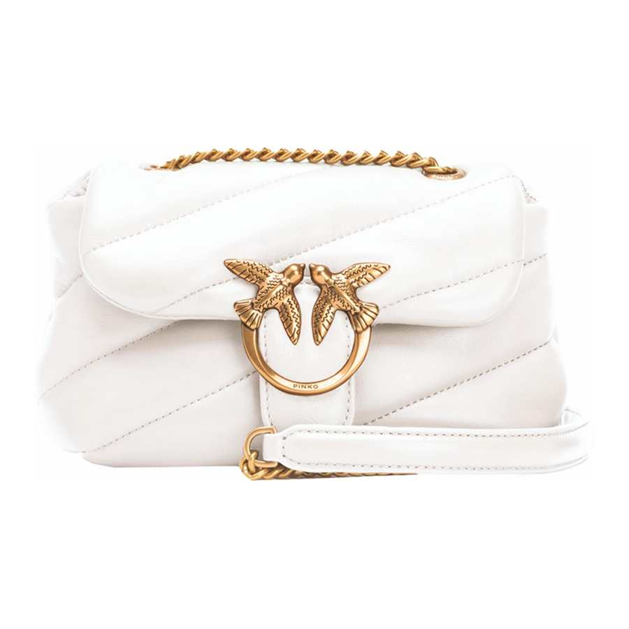PINKO Puff Sheepskin Bird Bag, Swallow Bag, Crossbody Bag, Shoulder Bag Women's Cream White