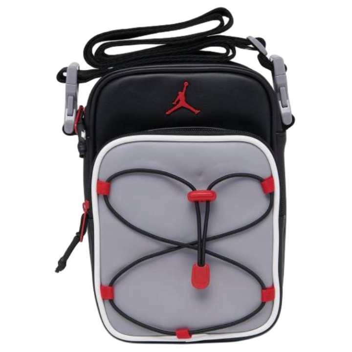 Jordan Jordan Synthetic Leather Shoulder Bag, Crossbody Bag Regular Unisex Gray & Black & Red