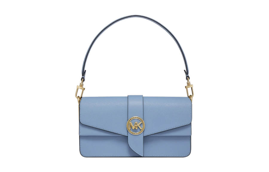 MICHAEL KORS Greenwich Solid Color Split Cow Leather Shoulder Bag Women's Light Blue