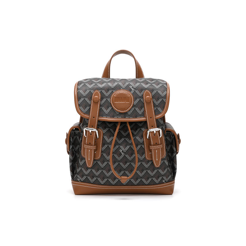 SEPTWOLVES SEPTWOLVES Print Pu Backpack Medium Women's Classic Brown