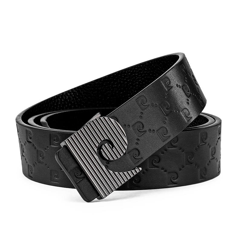 PIERRE CARDIN Top Grain Cow Leather Belts Men's Black 3.6cm