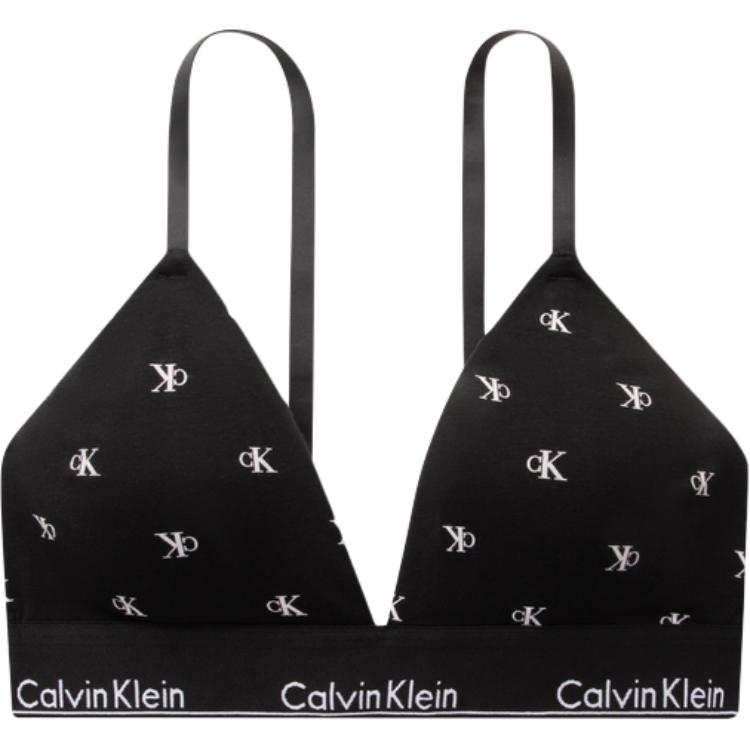 CALVIN KLEIN Modern Gravity Band Bra Women's Black With Letters