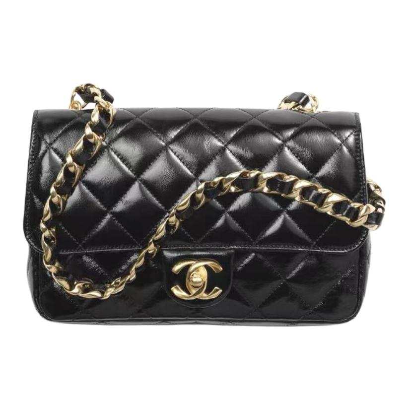 CHANEL Bright Sheepskin Crossbody Bag, Shoulder Bag Mini Women's Dark Gray