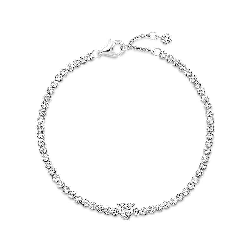 Pandora Sparkling Heart Tennis Bracelet Silver