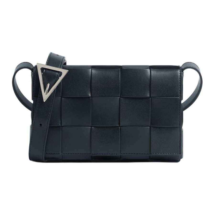 Bottega Veneta Cow Leather Shoulder Bag, Crossbody Bag Men's Dark Shadow Gray & Silver