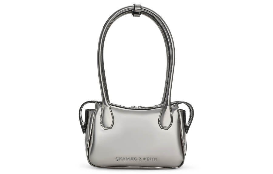 CHARLES&KEITH Charles & Keith Pu Shoulder Bag Medium Women's CK2 30271278 Tin Gray/Noir Black