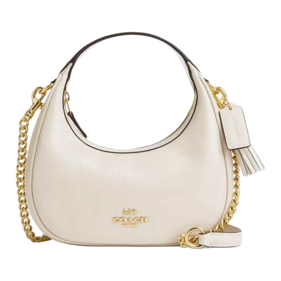 COACH CARMEN Patent Leather Shoulder Bag, Crossbody Bag, Handbag Small Women's Pearl White
