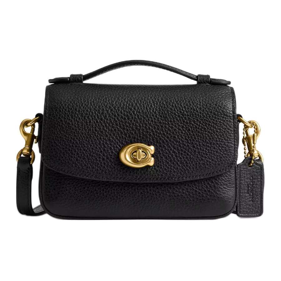 COACH Cassie Refined Pebbled Leather Shoulder Bag, Crossbody Bag, Handbag Small Women's Black