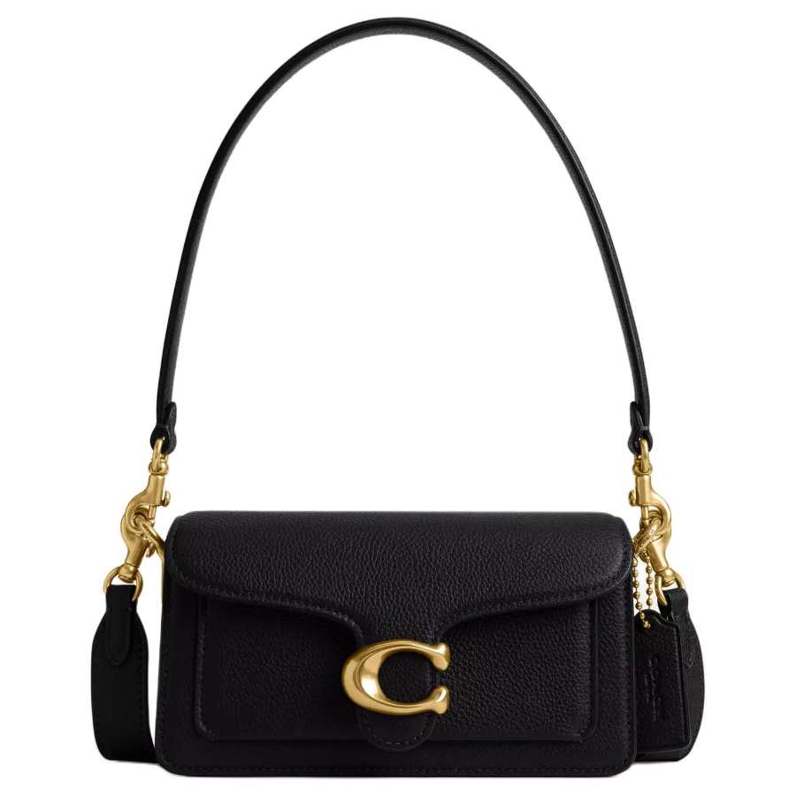 COACH Tabby Polished Pebble Leather Shoulder Bag Small Women's Black