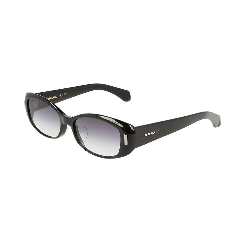 Ferragamo FERRAGAMO Plate Frame Oval Sunglasses Unisex Black