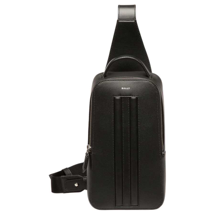BALLY Recycled Cow Leather Sling Bag, Crossbody Bag, Shoulder Bag Men's Black