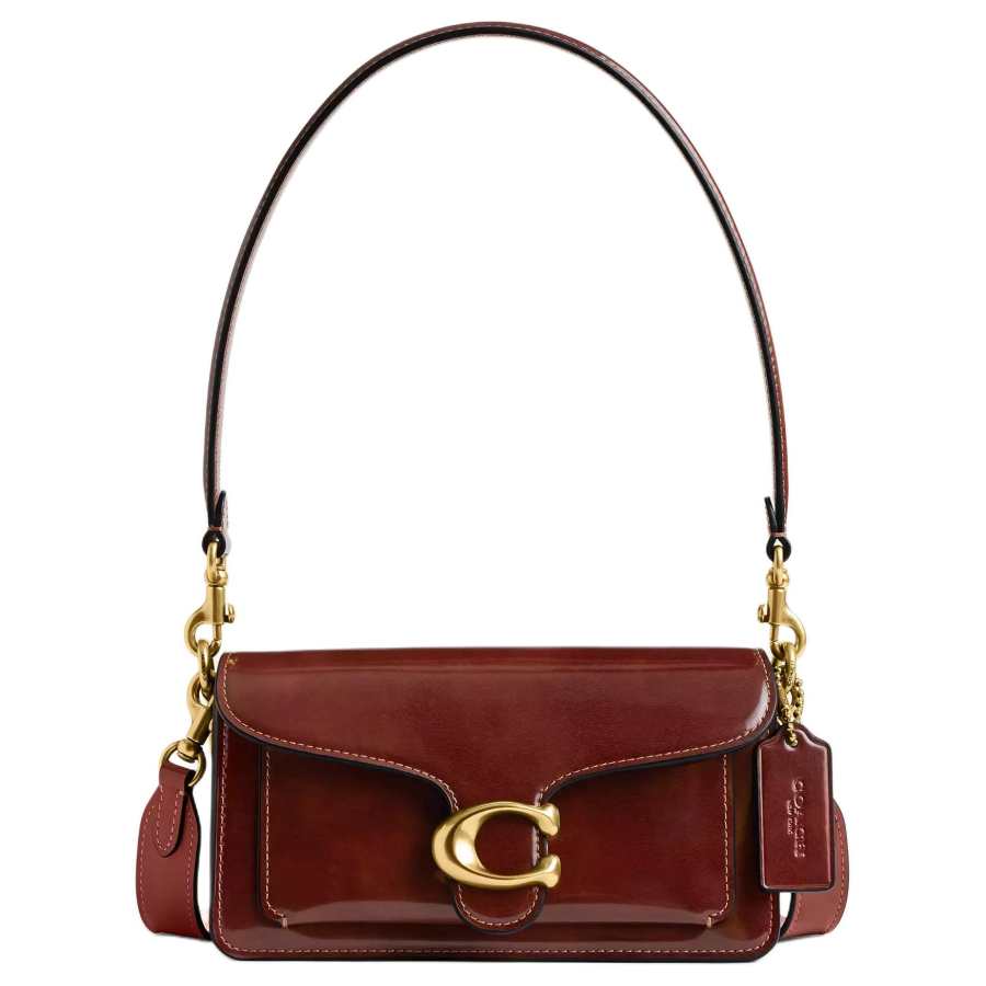 COACH Tabby Smooth Leather Portable Crossbody Bag, Shoulder Bag Small Women's Dark Brown