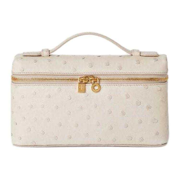 Loro Piana Ostrich Leather Handbag Unisex Light Lime Color