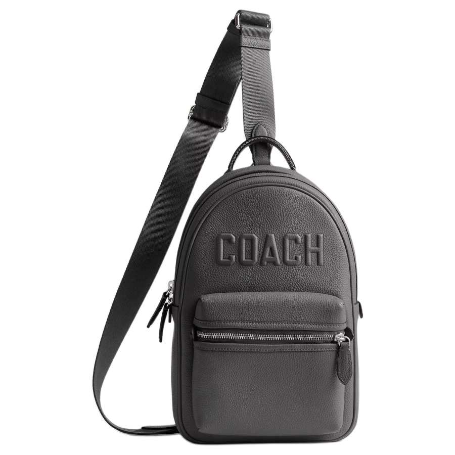 COACH Charter Refined Calfskin Sling Bag, Crossbody Bag Small Men's Charcoal