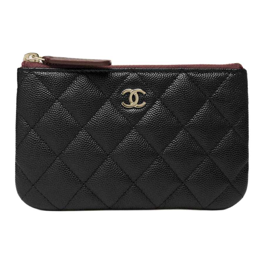 CHANEL Classic Flap CF Caviar Grain Embossed Shiny Calfskin Clutch Small Women's Black