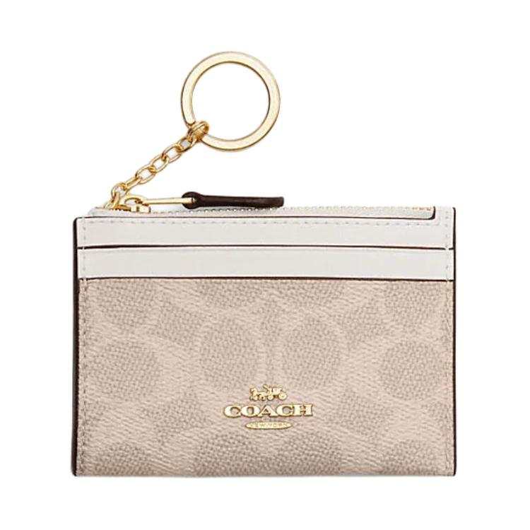 COACH Skinny Id Case Artificial Leather, Plastic Card Holder Mini Women's Sand Yellow & Chalk White