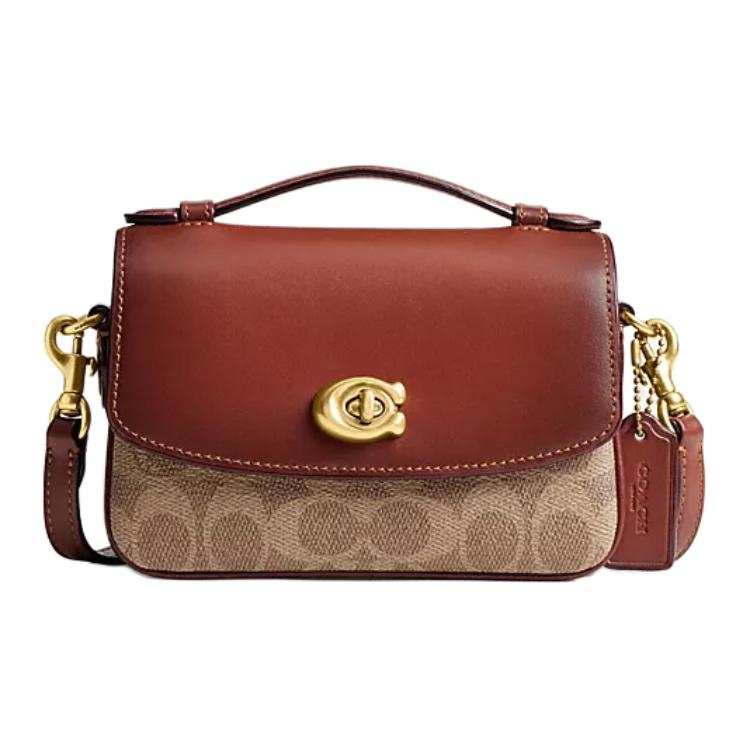 COACH Cassie Coated Canvas Shoulder Bag, Crossbody Bag, Handbag Small Women's Rusty Red Brown