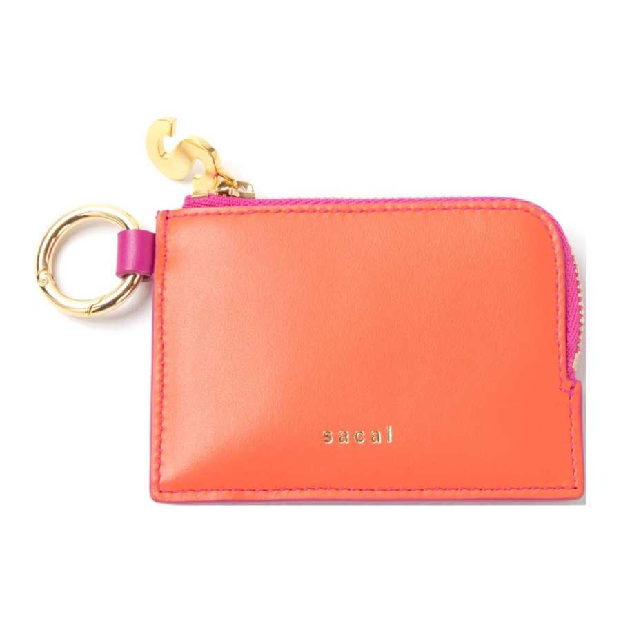 Sacai Leather Key Pouch Women's Orange & Pink