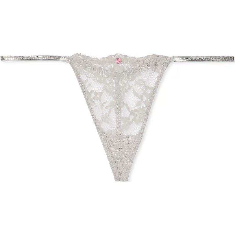 Victoria's Secret Dream Angels Twinkle Strap Lace V String Panty/SP Thong Women's 1 Pack Silver Pearl