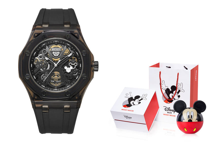 Disney Mickey Series Quartz Movement Silicone Strap Watch Unisex Black Dial