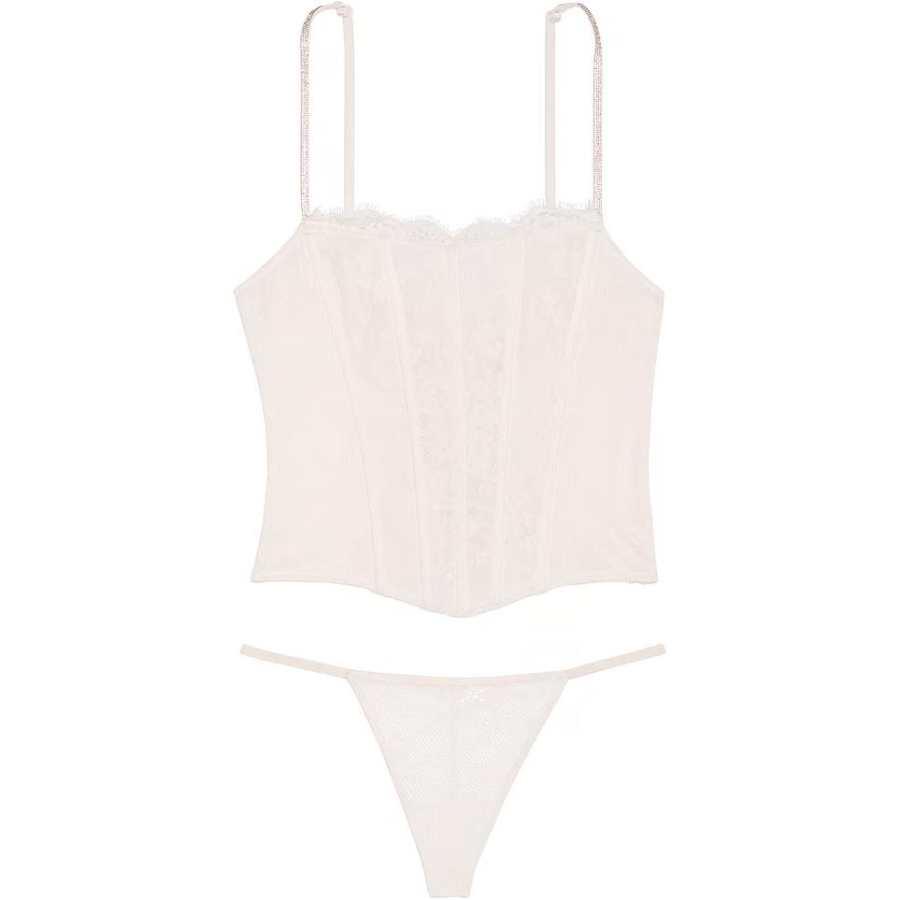 Victoria's Secret Fashion Show Collection Very Sexy Twinkle Strap Lace Pajama Set Women's