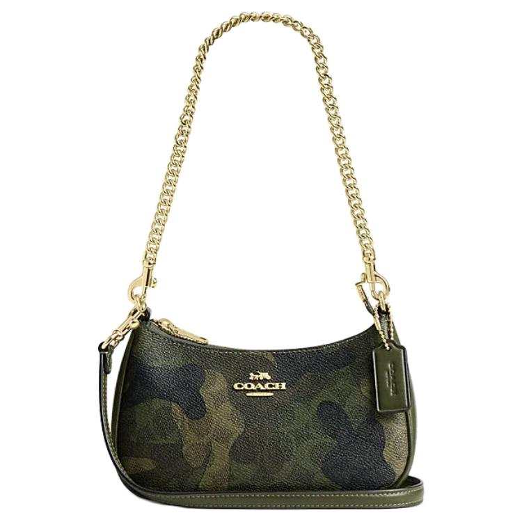 COACH Teri Artificial Leather With Recycled Leather Crossbody Bag, Shoulder Bag Small Women's Dark Cypress