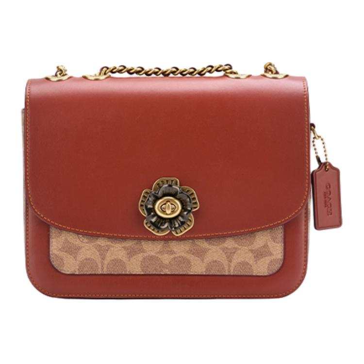 COACH Madison Cow Leather Crossbody Bags Medium Women's Brown & Yellow & Rusty Red