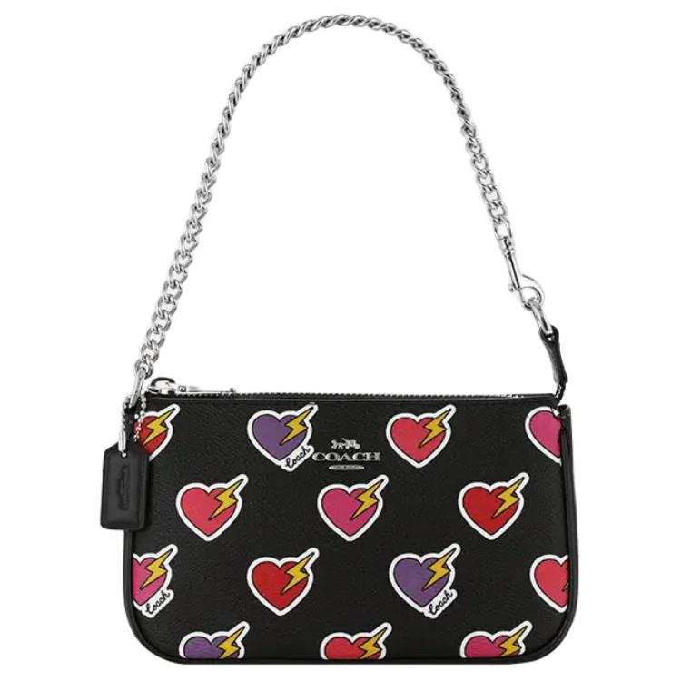 COACH Coated Canvas With Recycled Leather Handbag, Shoulder Bag Small Women's Black