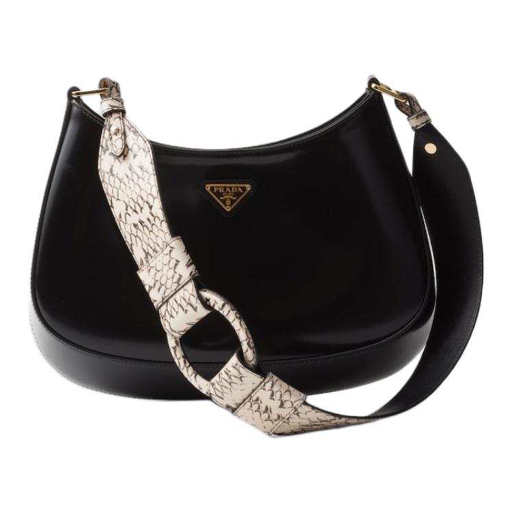 PRADA Cleo Leather Crossbody Bag, Shoulder Bag Women's Black
