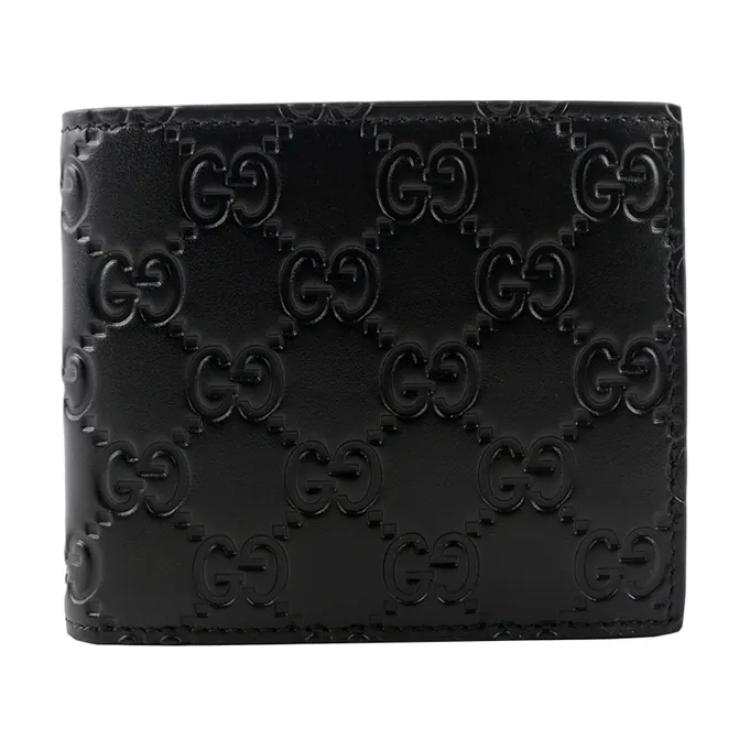 GUCCI Cow Leather Wallet Men's Black