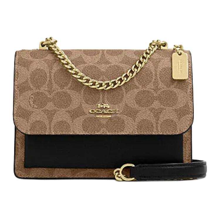 COACH Klare Artificial Leather With Cow Leather Shoulder Bag, Crossbody Bag Small Women's Brown & Yellow & Black