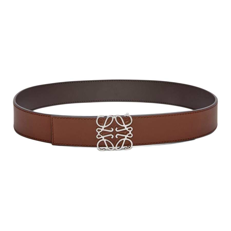 LOEWE LOEWE Calfskin Leather Belts Men's Brown Width 3.5cm