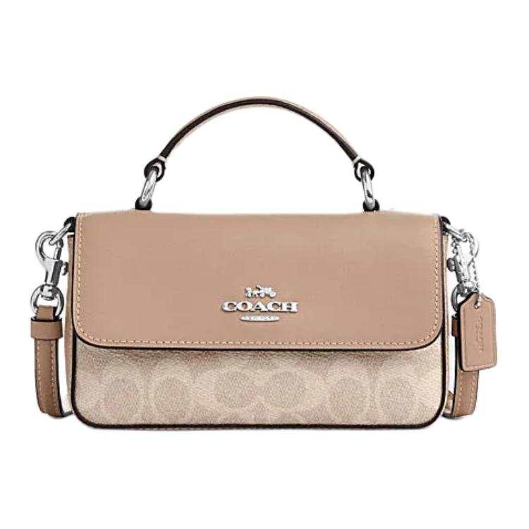 COACH Josie Artificial Leather With Cow Leather Shoulder Bag, Crossbody Bag, Handbag Small Women's Taupe