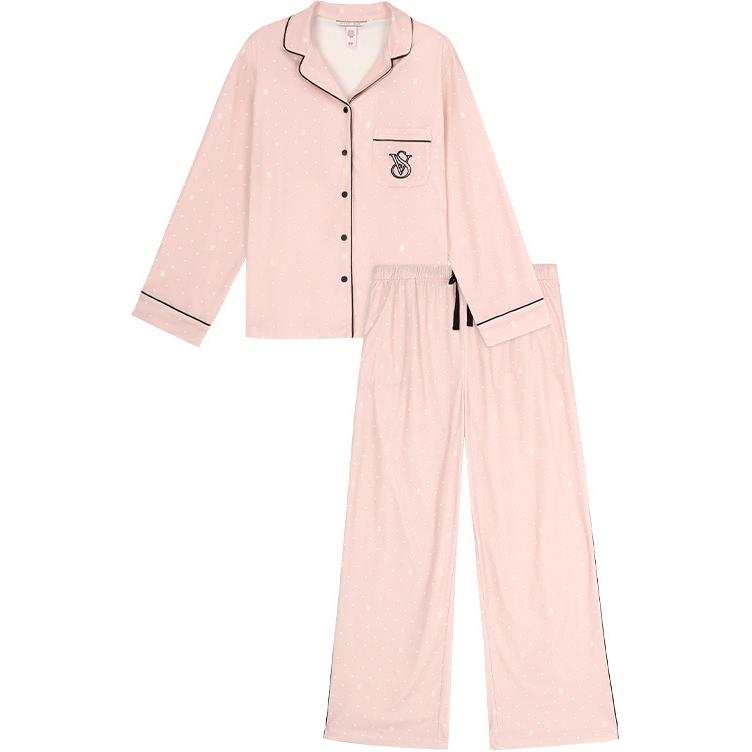 Victoria's Secret Sweet Limited THE MIX Pajama Set Brushed Texture Lightweight Warm Women's Soft Pink