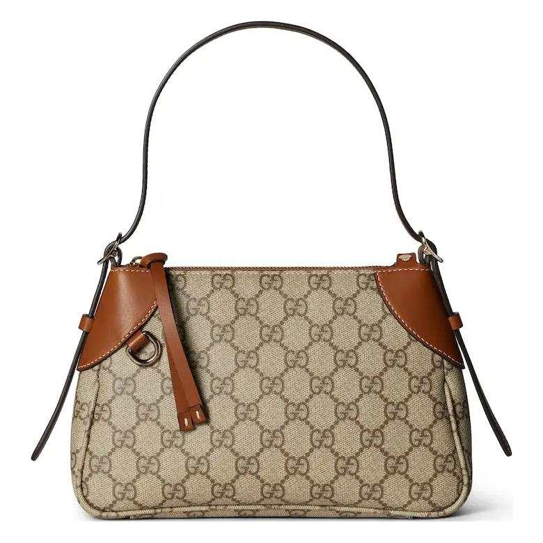 GUCCI Coated Canvas Handbag, Shoulder Bag Small Women's Brown