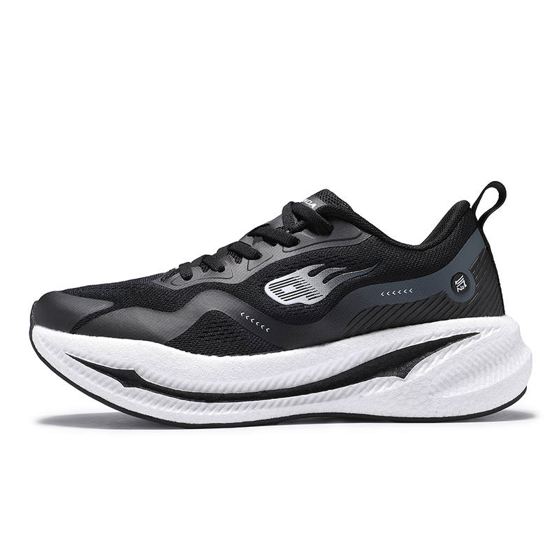 Keep Beat Physical Fitness Test Slip Resistant Abrasion Resistant Low top Marathon Running Shoes Unisex Black White