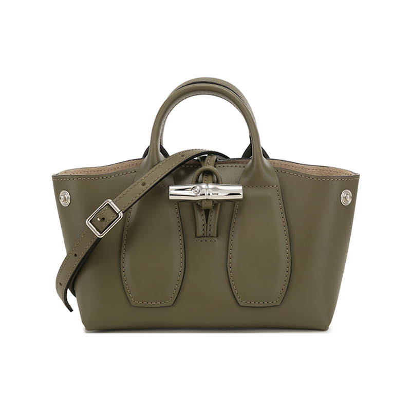 LONGCHAMP Cow Leather Handbag, Crossbody Bag Women's Khaki Green