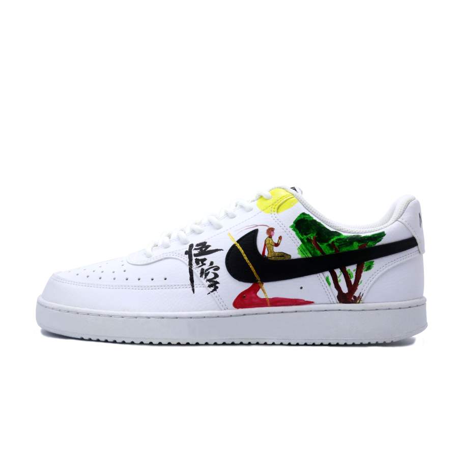 Nike Nike Court Vision 1 Leather Lightweight And Breathable Low top Skateboard Shoes Men's Black White Red Green